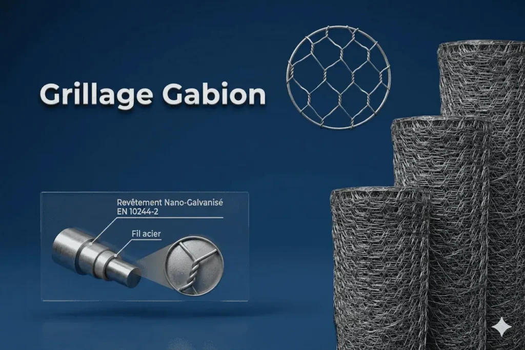 Rouleaux de grillage gabion en fil d'acier nano-galvanisé pour la clôture et la retenue de terrain agricole.