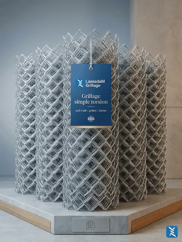 Rouleaux de grillage simple torsion galvanisé pour clôture de terrain agricole au Maroc.